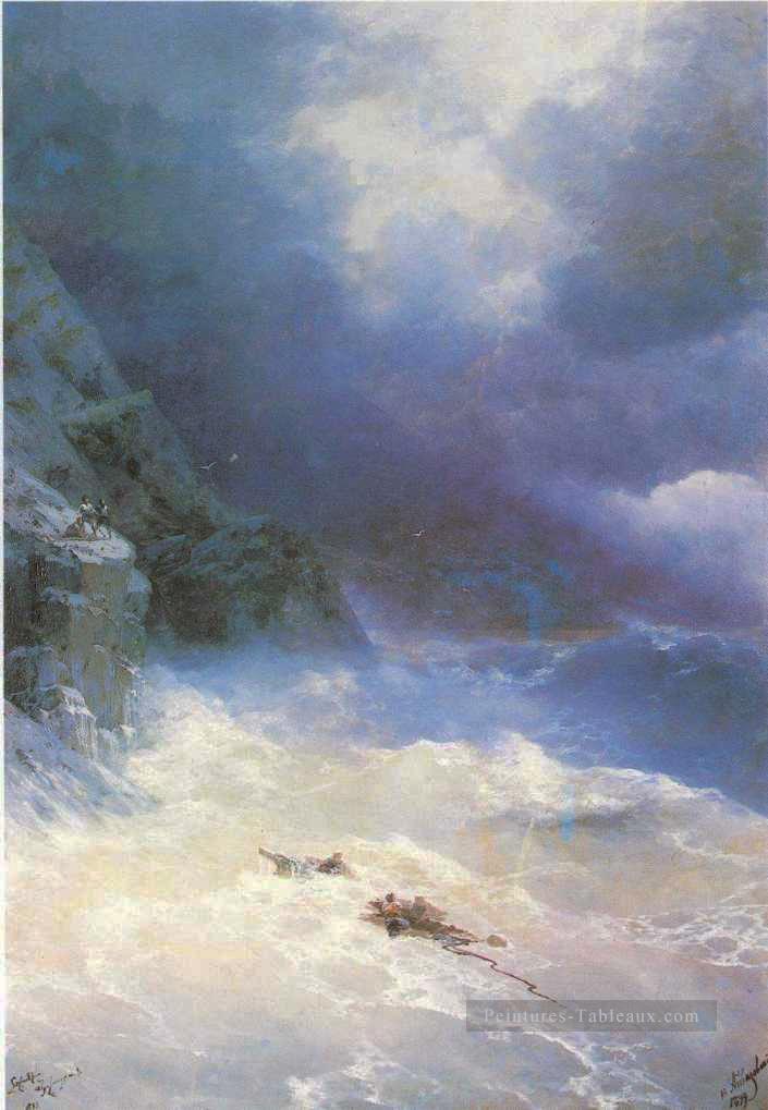 sur la tempête 1899 Romantique Ivan Aivazovsky russe Peintures à l'huile